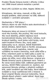 Škoda Octavia 1.8T 110kw, r.1998 NOVÉ LPG - 9