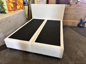 Nová postel-letiště Boxspring 160x200 krémovo-bílá - 9