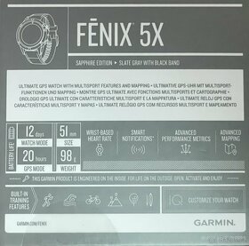 Garmin Fenix 5X Sapphire Gray Optic Black Band - 9