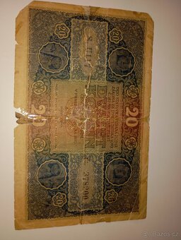 BANKOVKA 20 KČ 1919, VZÁCNÁ SÉRIE U, NEPERFOROVANÁ - 9