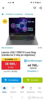 Nový herní notebook Lenovo LOQ 17 z rtx 5070 - 9