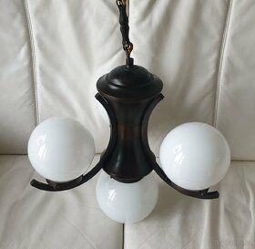 Starožitný lustr art deco na řetězu tmavá mosaz I - 9