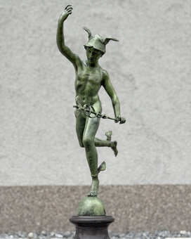 Bronzová socha Hermés Merkur luxusní soška římský boh štěstí - 9