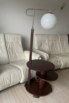 Starožitná podlahová lampa art deco ořechová kořenice - 9
