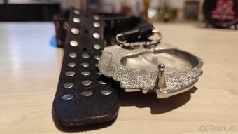 Masivní studded kožený opasek - 9
