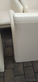 Jídelní kožená křesla bílá 5ks - 9