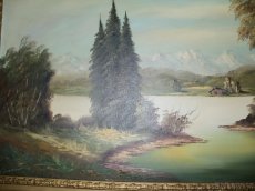 Ručně malovaný starý obraz v rámu. - 9