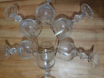 6 křišťálová sklenička, skleničky na víno či vodu, zlacené - 9