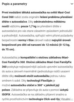 Prodám autosedačku se základnou Maxi Cosi - 9