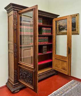 Masivní dubová knihovna v renesančním stylu, 19. století - 9
