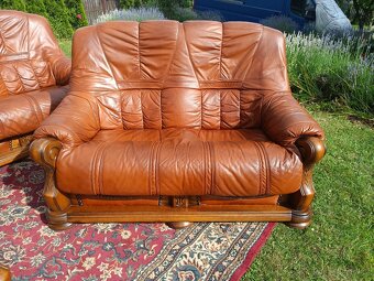 Kožená rustikální sedací souprava 3 - 2 - 1 .TOP STAV . - 9
