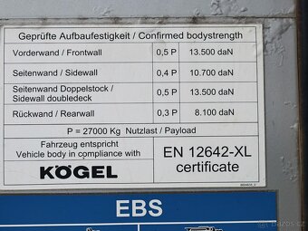 Kögel SN 24, 34 PALET, TŘÍSTRANNÁ SHRNOVACÍ PLACHTA XL, PŘÍZ - 9
