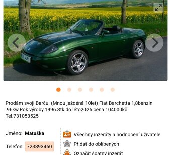 Fiat Barchetta 1.8 - 130ps možná i větší sleva. - 9
