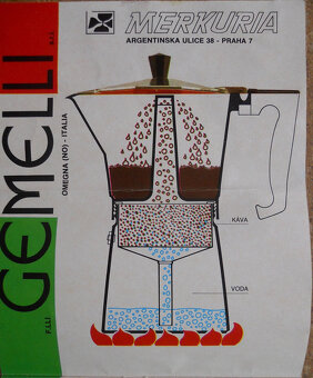 Retro moka konvička, nepoužitá, obal, návod, účtenka - 9