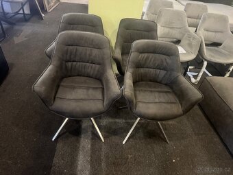 Nové 4x jídelní židle - křesílka tmavě šedé - 9