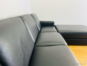 Sedací modulová souprava z odolné černé koženky a úložným pr - 9