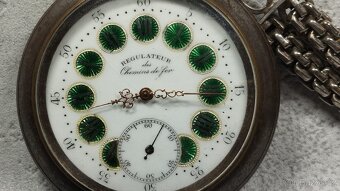 Velké dvouplášťové kapesní hodinky Régulatéur + ŘETĚZ - 9