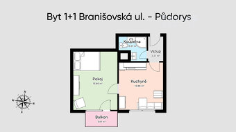 Slunný byt 1+1 s balkonem u Jihočeské univerzity, po rekonst - 9