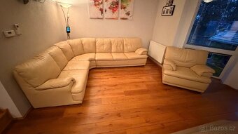 Kožená rohová sedací souprava - 9