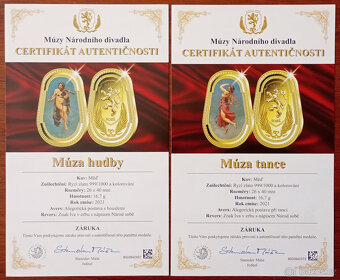 MEDAILE-EXKLUZIVNÍ KOLEKCE MÚZY NÁRODNÍHO DIVADLA-pozlaceno - 9