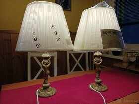 Dvě starožitné mosazné lampy s andělíčky - 9