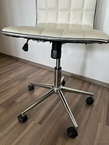 Kancelářská židle / křeslo otočná bílá krémová - 9