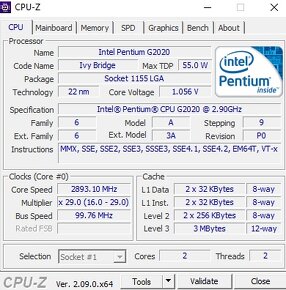 Intel Pentium G2020 2x2,9 Ghz, 4 Gb DDR3, výstup VGA a DVI - 9
