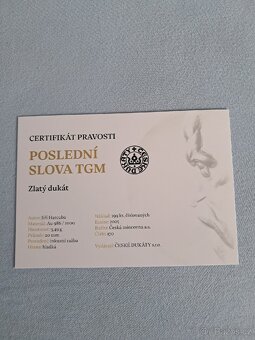 Zlatý dukát - Poslední slova TGM, číslo: 170 - 9