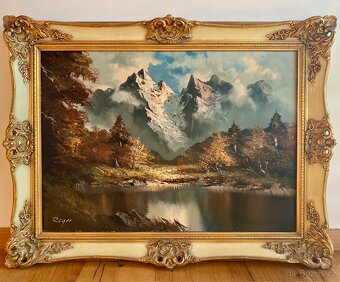 Starý obraz, olejomalba Kaisergebirge originál Reger - 9