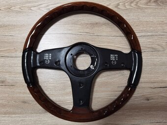 Velmi vzácný volant BBS, kůže, dřevo, W123, W124, W201, E28 - 9