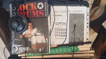 Elektrické bicí Yamaha DTX450K + kombo Laney AH40 + přísluše - 9