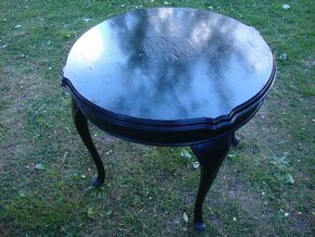 Starožitný dřevěný Gerstl kulatý stůl stolek 74x68 cm masiv - 9