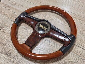 Velmi vzácný volant BBS, kůže, dřevo, W123, W124, W201, E28 - 9