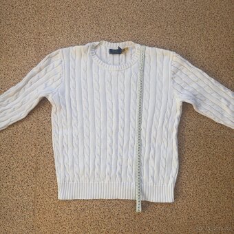 Ralph Lauren Polo dámský bílý copánkový svetr | vel. L - 9