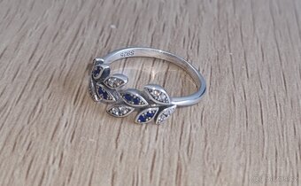 Nový dámský stříbrný prsten prstýnek 925 s lístky vel 56 - 9