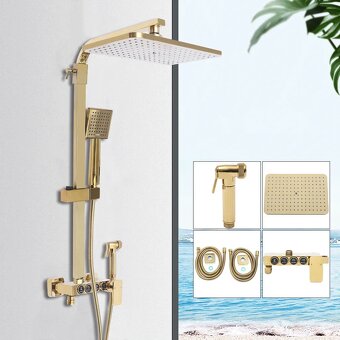 Nový sprchový set. Barva zlatá.9”9” - 9