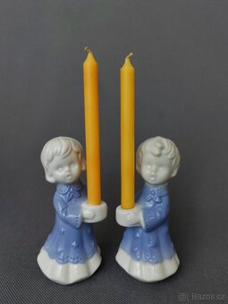 Nádherný modrobílé porcelánové dětské svícny - 9