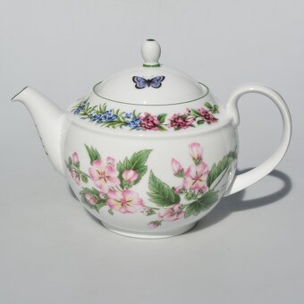 Bylinková porcelánová sada -cajnik +dvojset +mlékovka +hrnek - 9