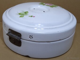 Retro smaltovaná dóza na potraviny - 9