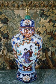 Velká třídílná čínská váza s víkem. Značená 100 cm - 9