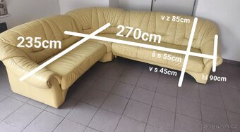 Kožená rohová sedací souprava - jak NOVÁ, TOP STAV - 9