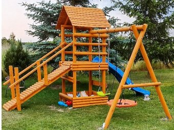 Dětské hřiště věž se skluzavkou a houpačkami s dovozem - 9