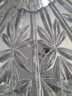 Skleněná, stříbrná retro mísa na nožce – lisované sklo - 9