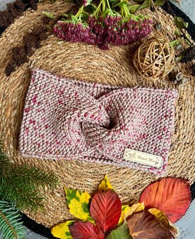 Dámská/dívčí pletená čelenka ,, sv.hnědá" NOVÁ - 9