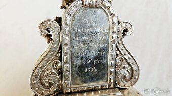 Ag stříbro stolní krucifix loťák rok 1864 biedermeier styl - 9