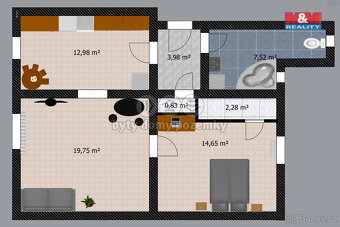 Pronájem bytu 2+1, 58 m², Čáslav, ul. B. Smetany - 9