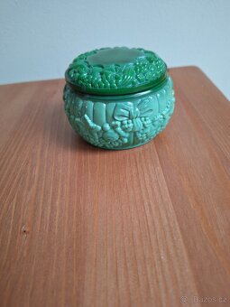 Skleněná dóza - malachit 9x6 cm - 9