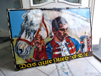 Stará smaltovaná cedule Dobré pivo Riebeck XXL verze, Lipsko - 9