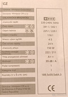 Whirlpool lednice kombinovaná 341 litrů - 9
