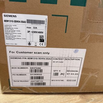 Wallbox Siemens Versicharge Gen3 , 3F až 22kw, Type2 - 9